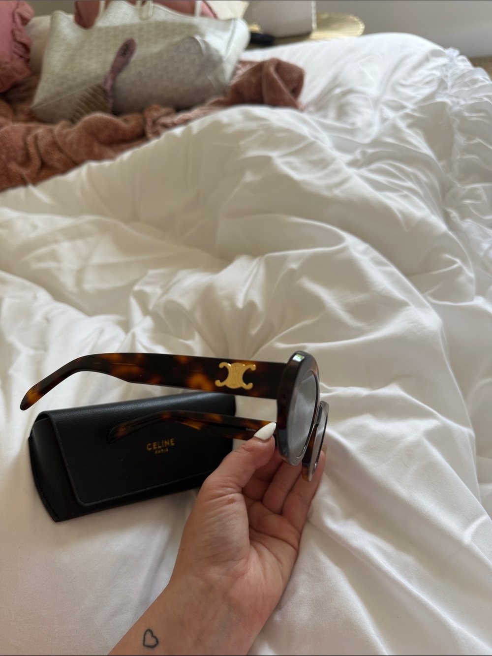 Celine Tortoiseshell Sunglasses with Gold Double-C Logo
